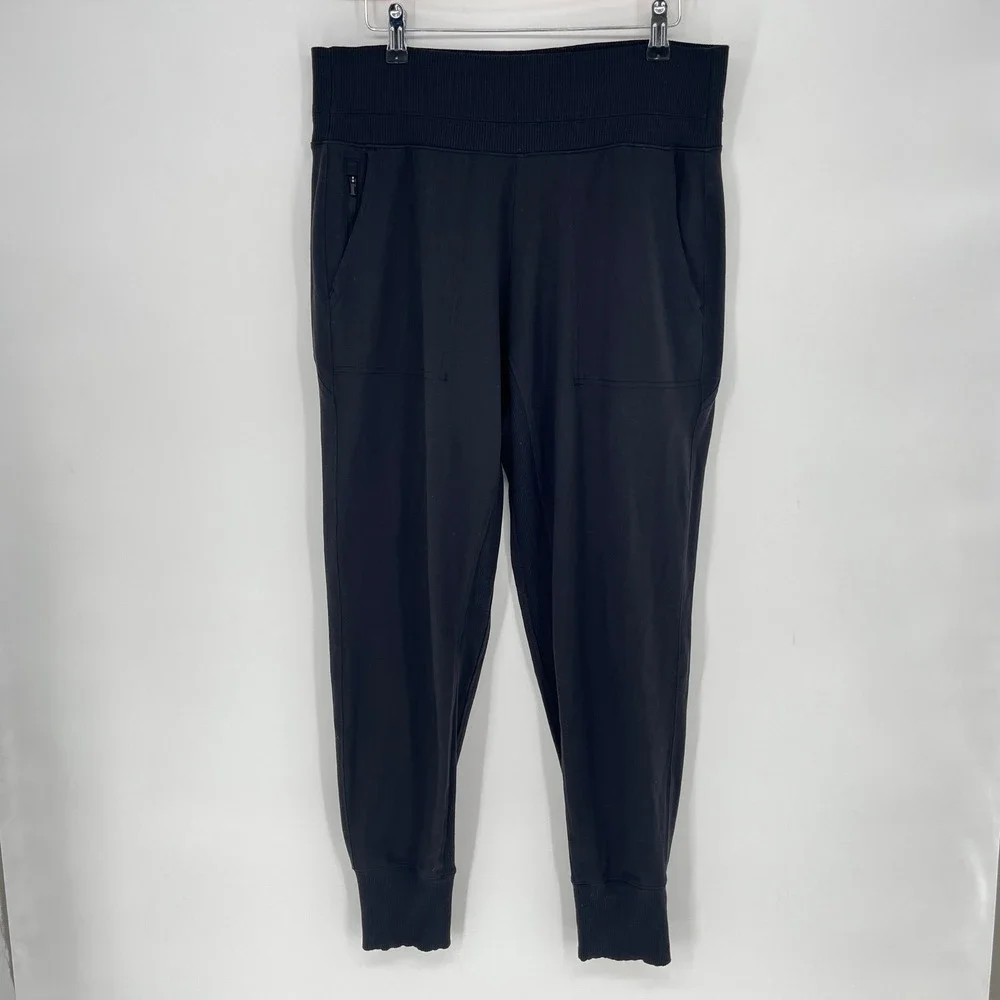 Athleta Venice Jogger Pants Black Zip Pocket Stretch Athletic Women M Medium - Picture 3 of 11